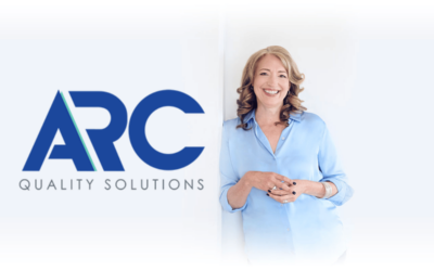 Cheryl Thibault, ARC CEO alongside the ARC logo